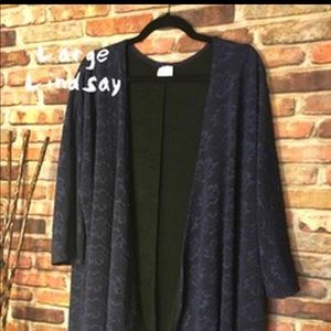 Lula Roe Lindsay Embroidered Navy Blue Kimono